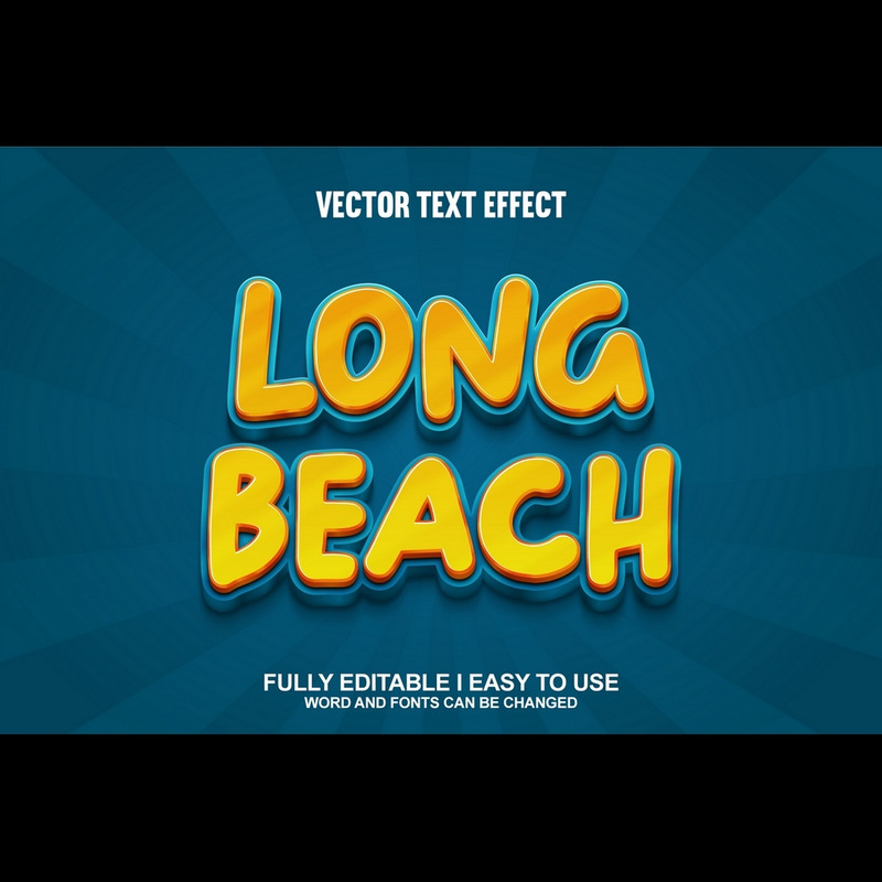 Effetto testo vettoriale 3D completamente modificabile di Long Beach - Caratteristiche Immagine 1