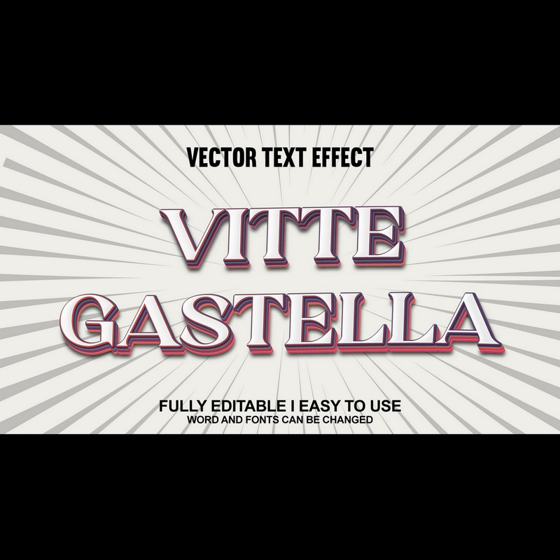 Vitte Gastella helt redigerbar vektor 3D-texteffekt - Features Image 1