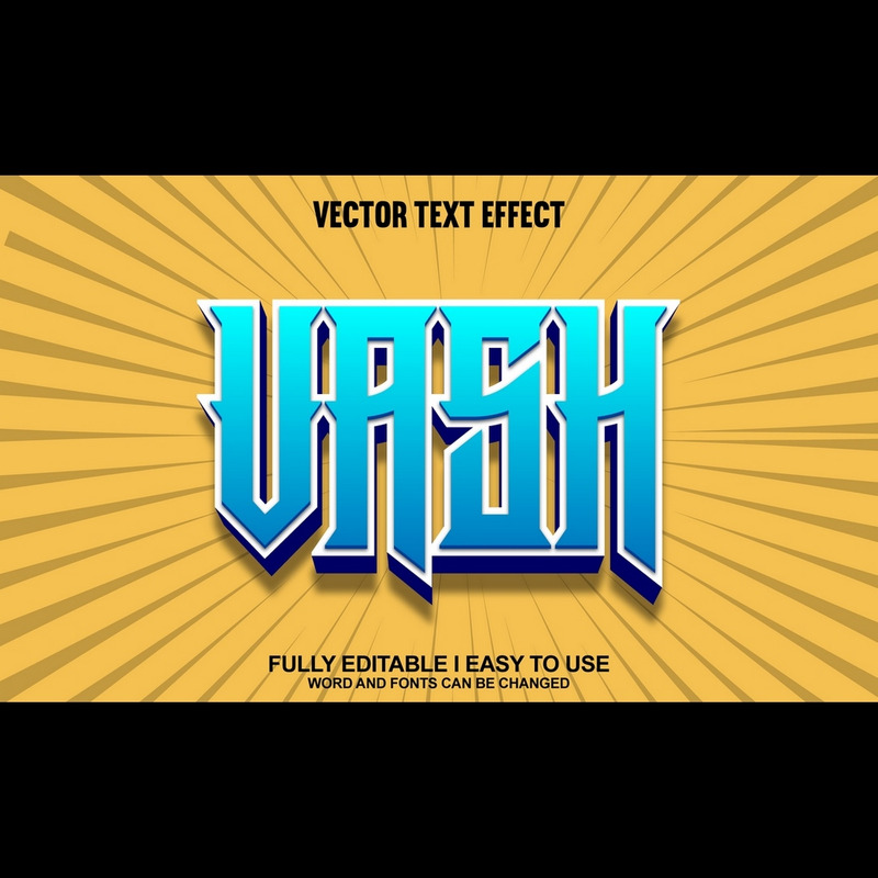 Vash helt redigerbar vektor 3D-texteffekt - Features Image 1