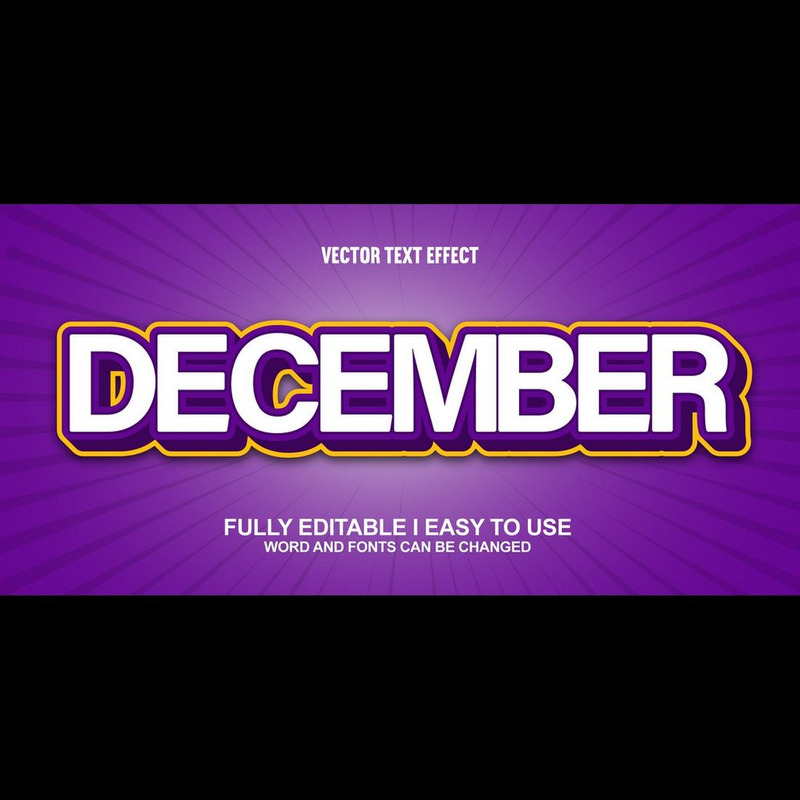 December Fullständigt redigerbar vektor 3D-texteffekt - Features Image 1