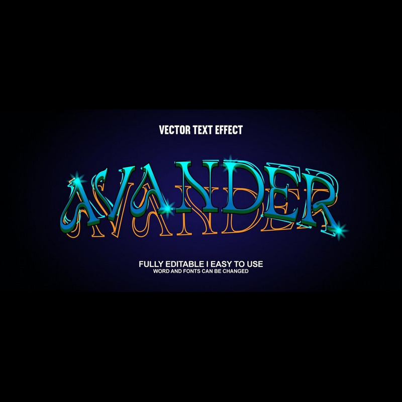 Avander helt redigerbar vektor 3D-texteffekt - Features Image 1