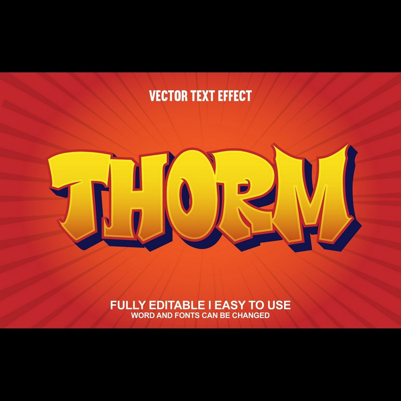 Thorm helt redigerbar vektor 3D-texteffekt - Features Image 1