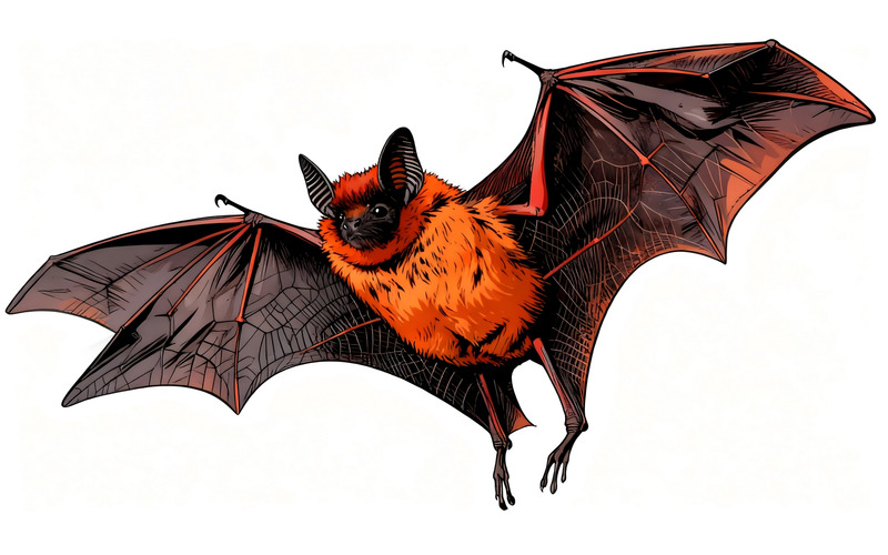 Pipistrello volante (immagine illustrativa AI + disegno vettoriale) - Caratteristiche Immagine 1