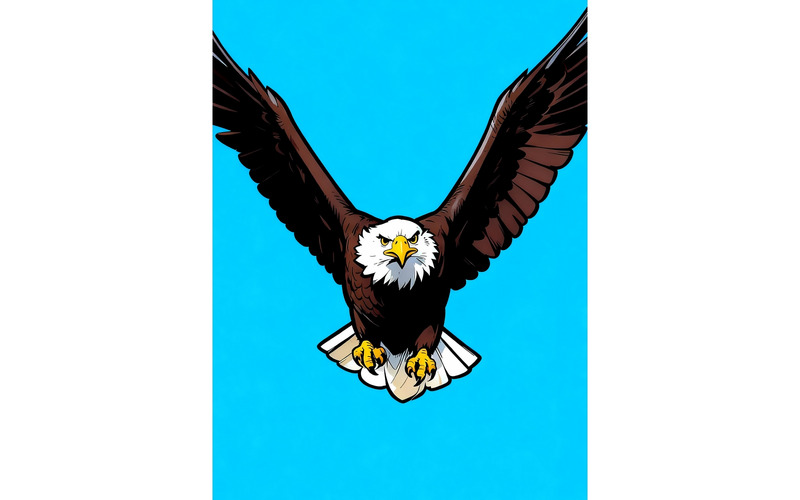 Lågvinkelvy Örn som flyger mot klarblå himmel (AI-illustrationsbild + vektorgrafik) - Features Image 1