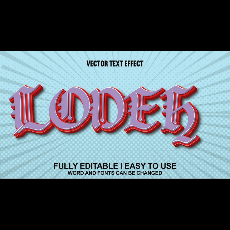 Lodeh helt redigerbar vektor 3D-texteffekt - Features Image 1