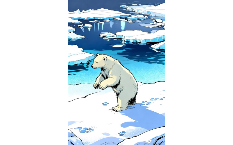 Isbjörn Ursus Maritimus, unge, packis, norra Norge (AI-illustrationsbild + vektorgrafik) - Features Image 1