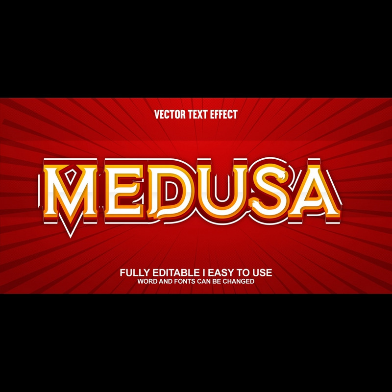 Medusa helt redigerbar vektor 3D-texteffekt - Features Image 1