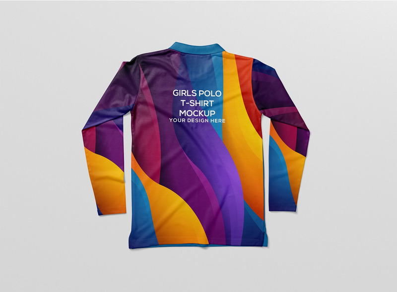 Girls Long Sleeve Polo Shirt Mockup #342373 TemplateMonster