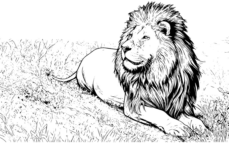 Ilustración diurna de un león peludo caminando por el Parque Nacional de Elefantes Addo - Características Imagen 2