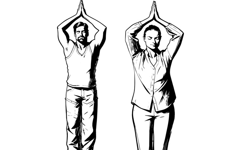 Par utför yoga safari semester vektor linje konst - Features Image 1