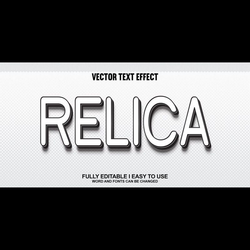 Relica Полностью редактируемый векторный 3D текстовый эффект - Features Image 1