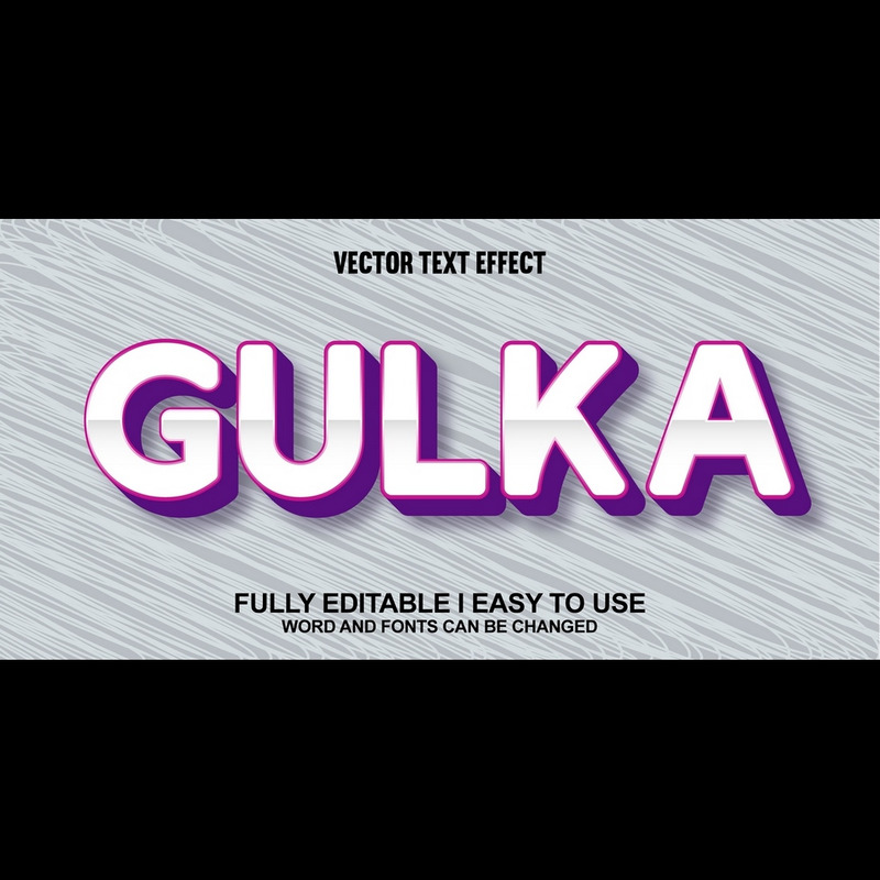 Gulka helt redigerbar vektor 3D-texteffekt - Features Image 1