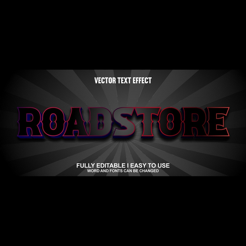 Efecto de texto 3D vectorial totalmente editable de Road Store - Características Imagen 1