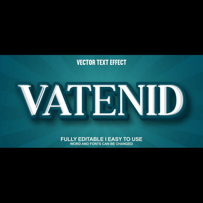Vatenid helt redigerbar vektor 3D-texteffekt - Features Image 1
