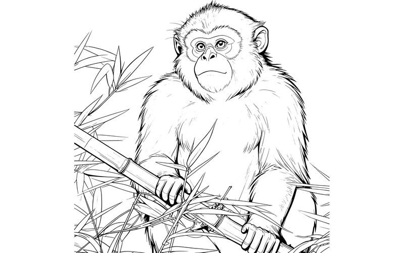 Illustrazione della foresta di bambù di una scimmia dorata molto rara e selvaggia - Caratteristiche Immagine 2