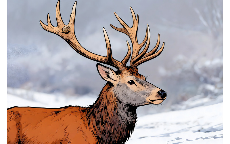 Illustrazione di Deer Snow 3 e immagine vettoriale. - Caratteristiche Immagine 1