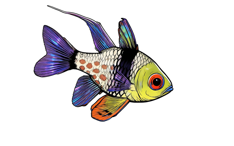 Close-up van een vis die in de zee zwemt 3 (Ai-illustratie + vectorlijnkunst) - Features Image 1