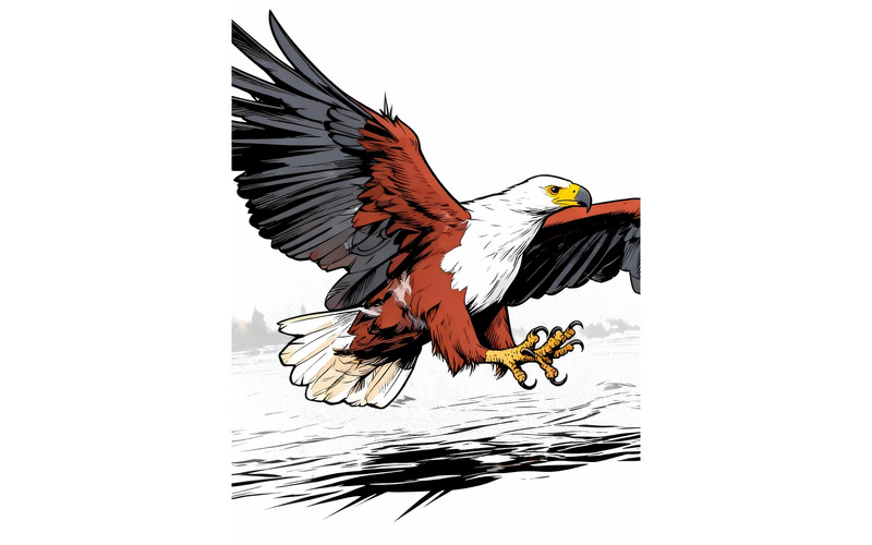 Primo piano di un'aquila che vola su uno sfondo sfocato (immagine di illustrazione AI + disegno vettoriale) - Caratteristiche Immagine 1