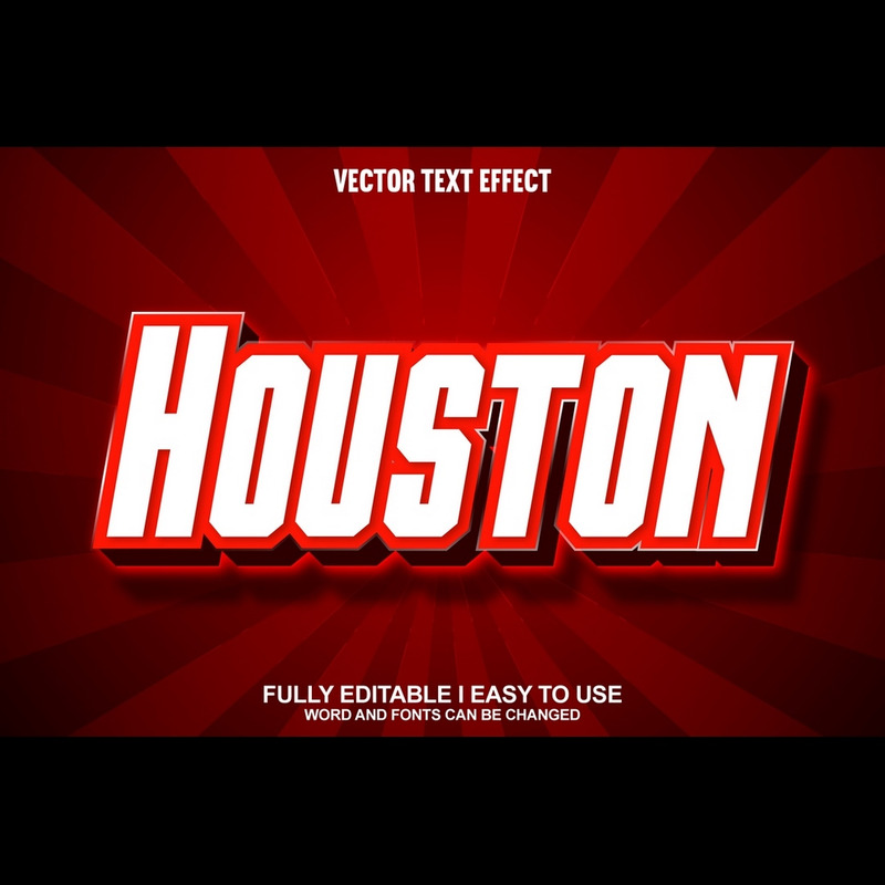 Houston helt redigerbar vektor 3D texteffekt - Features Image 1