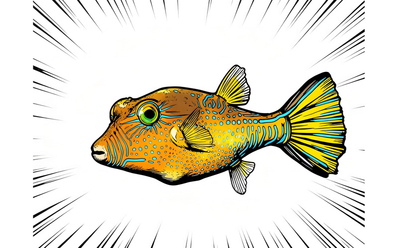 Canthigaster Rostrata (KI-Illustrationsbild + Vektor-Linienzeichnung) - Eigenschaften Bild 1