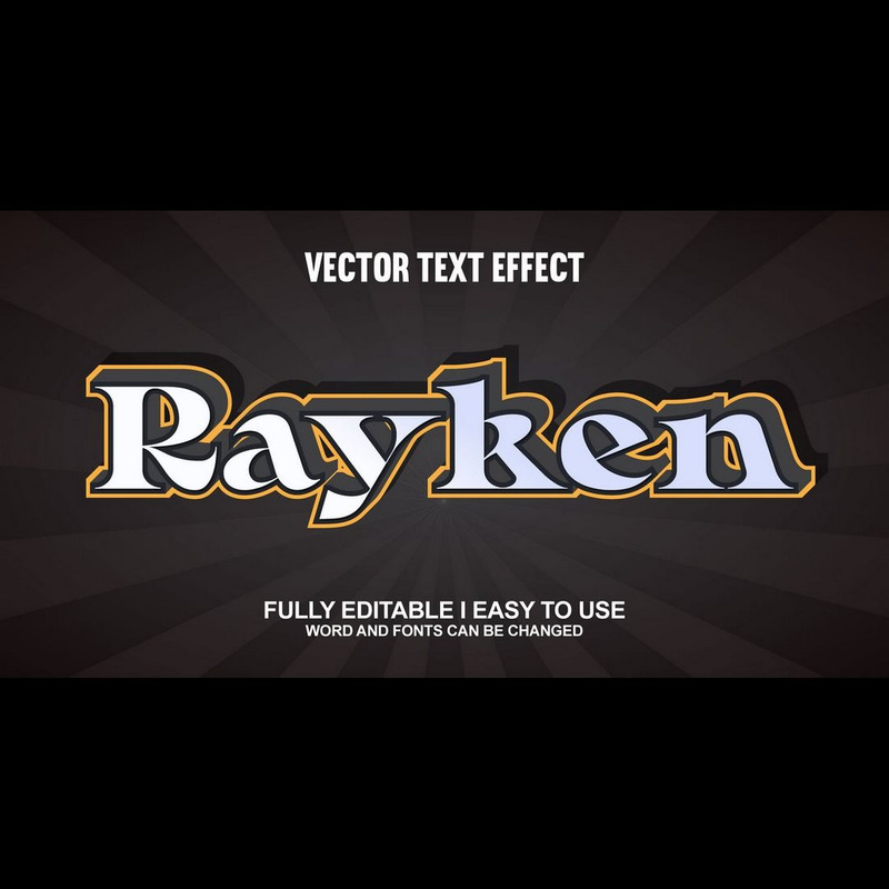 Rayken volledig bewerkbaar vector 3D-texteffect - Features Image 1