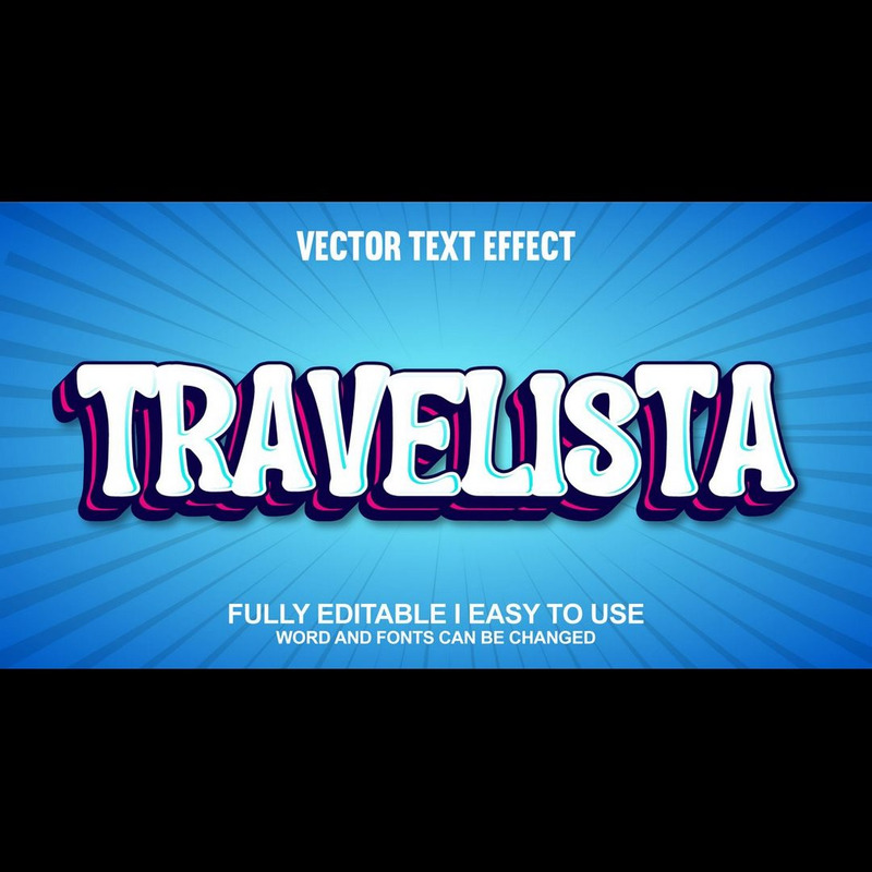 Travelista helt redigerbar vektor 3D texteffekt - Features Image 1