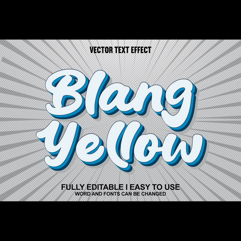 Blang Yellow Повністю редагований векторний 3D текстовий ефект - Features Image 1