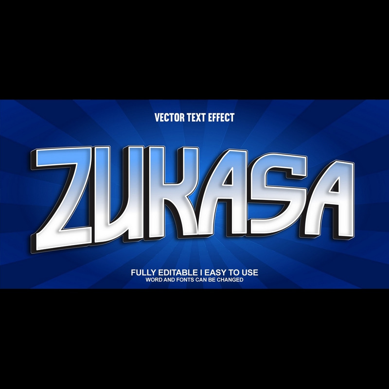 Zukasa helt redigerbar vektor 3D-texteffekt - Features Image 1