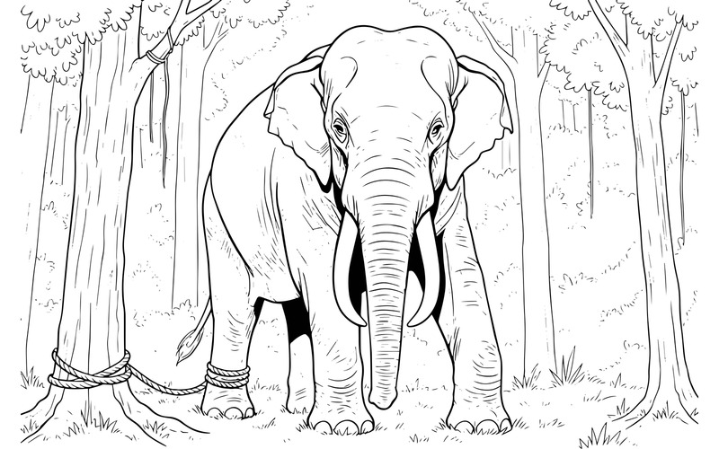 Elefant i stående skog (AI-illustrationsbild + vektorgrafik) - Features Image 2