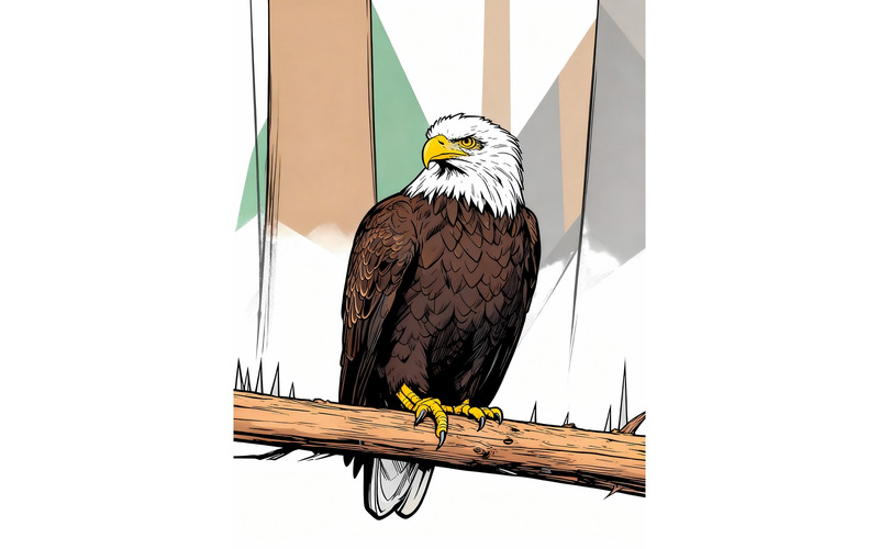 Närbild av örn som sitter i skogen 1 (AI-illustrationsbild + vektorgrafik) - Features Image 1