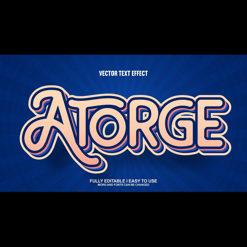 Atorge helt redigerbar vektor 3D-texteffekt - Features Image 1