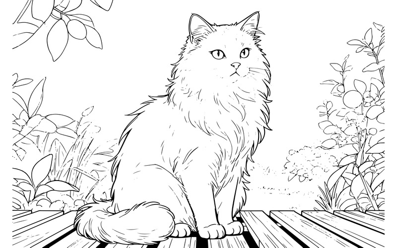 Jardin du Chat Blanc 1 (Image d'illustration IA + Dessin au trait vectoriel) - Caractéristiques de l’image 2