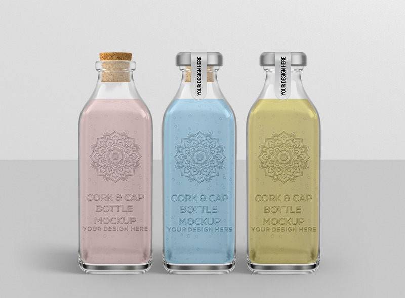 Cork & Cap Bottle Packaging Mockup - Features Image 1