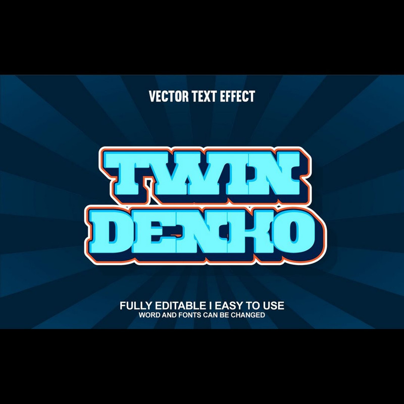 Tvilling Denko helt redigerbar vektor 3D texteffekt - Features Image 1