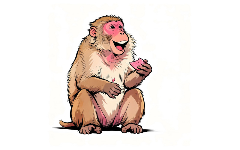 Illustrazione di scimmia con cibo - Caratteristiche Immagine 1