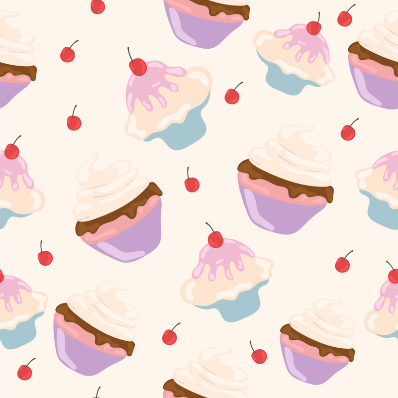 Modello senza cuciture cupcake al litchi - Caratteristiche Immagine 1