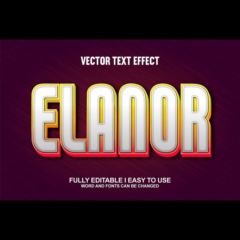Elanor helt redigerbar vektor 3D-texteffekt - Features Image 1