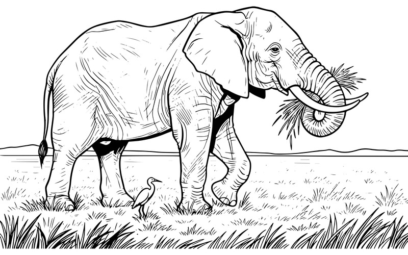 Campo di elefanti (immagine illustrativa AI + disegno vettoriale) - Caratteristiche Immagine 2