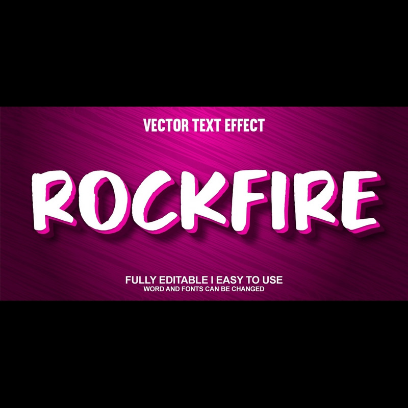 Rockfire Полностью редактируемый векторный 3D текстовый эффект - Features Image 1