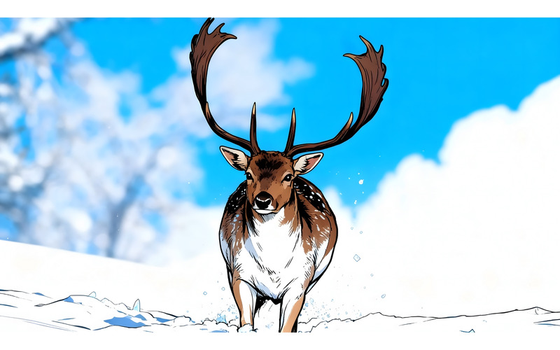 Illustrazione di Deer Snow 2 e immagine vettoriale - Caratteristiche Immagine 1