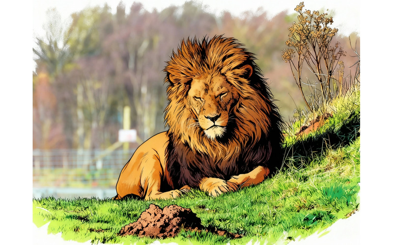 Illustration d'un lion regardant directement l'objectif - Caractéristiques de l’image 1