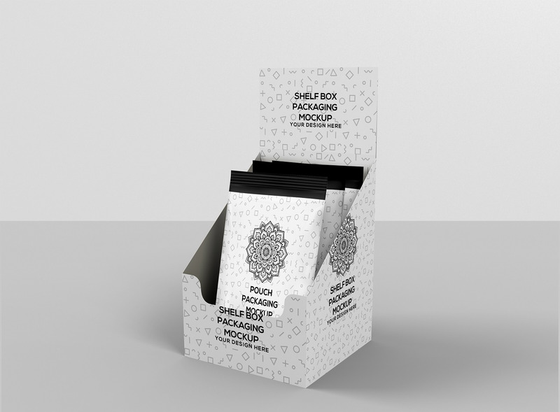 Mockup di imballaggio per scatole da scaffale al dettaglio - Caratteristiche Immagine 1