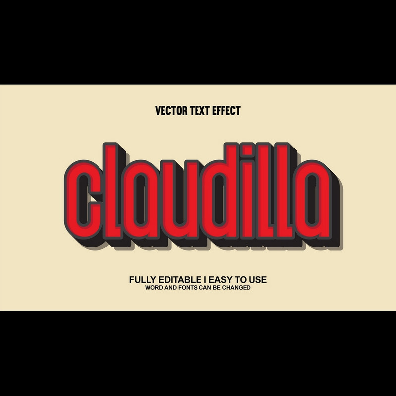 Claudilla helt redigerbar vektor 3D-texteffekt - Features Image 1