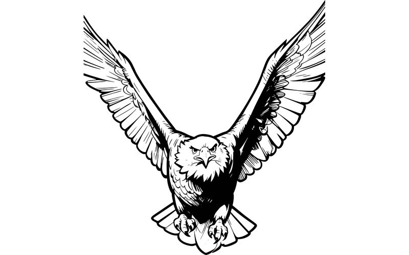 Lågvinkelvy Örn som flyger mot klarblå himmel (AI-illustrationsbild + vektorgrafik) - Features Image 2