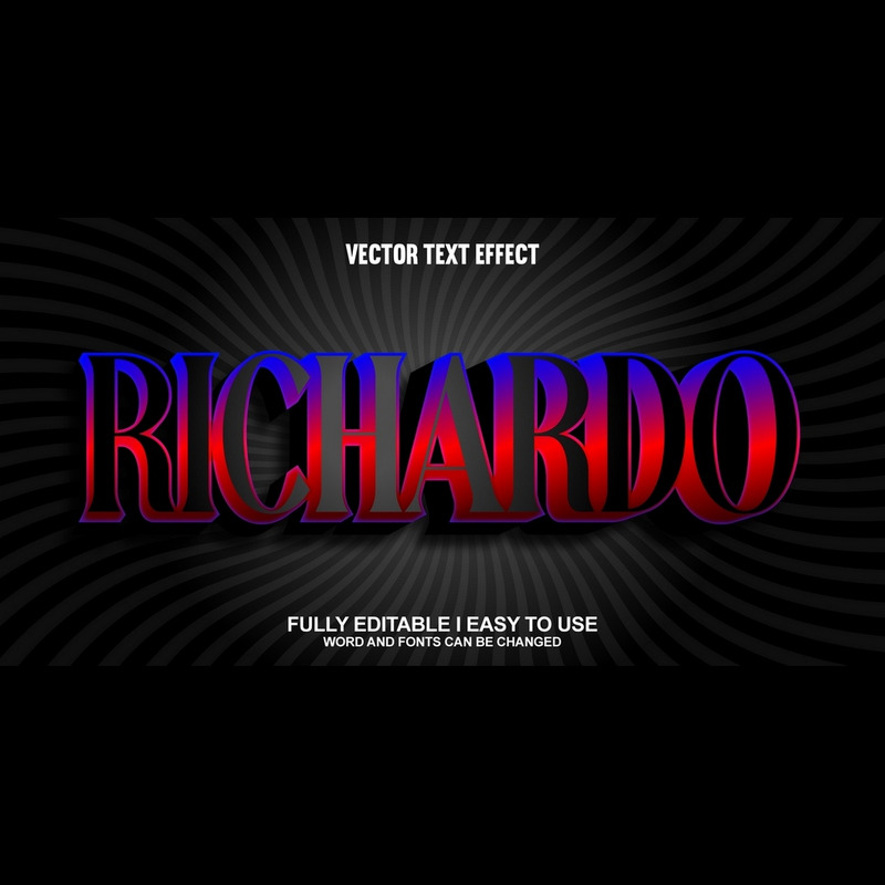 Richardo Полностью редактируемый векторный 3D текстовый эффект - Features Image 1
