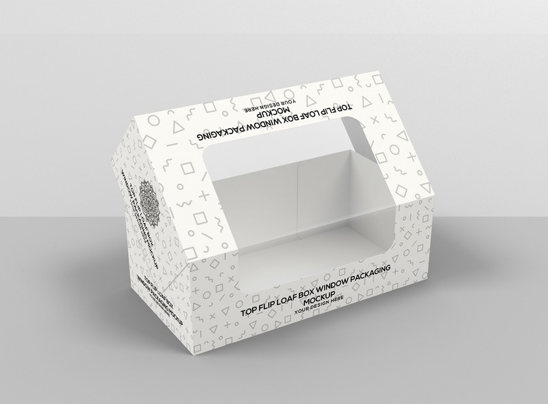 Top Flip Loaf Box with Window Packaging Mockup - Features Image 1