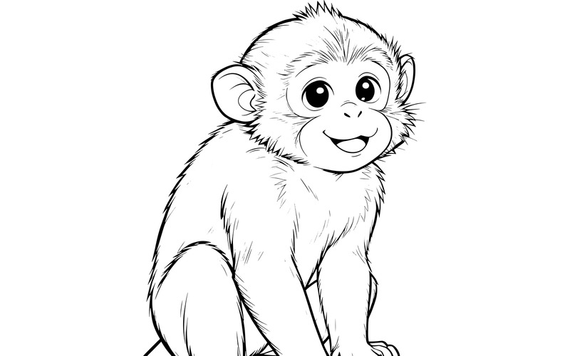 Illustrazione di una simpatica scimmia macaco in verticale - Caratteristiche Immagine 2