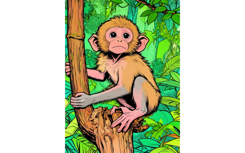 Scimmie carine dove vivono, illustrazione della natura - Caratteristiche Immagine 1