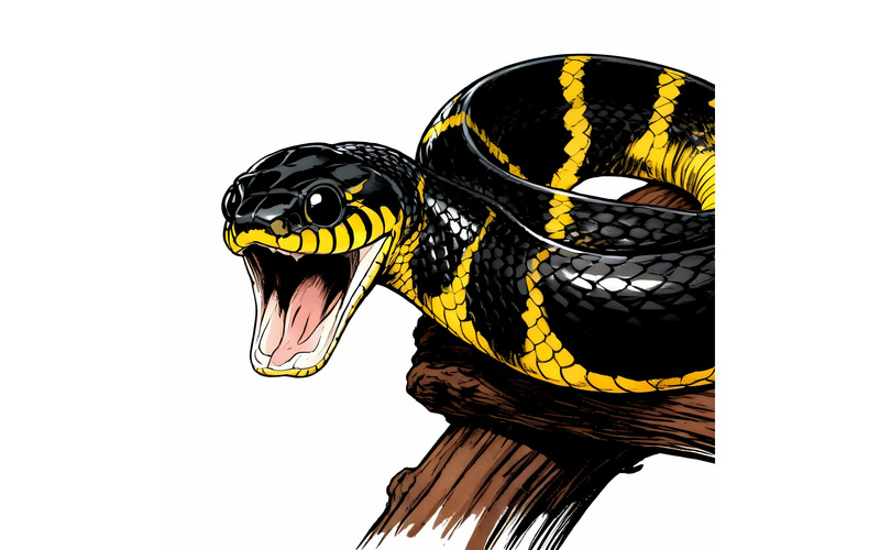 Иллюстрация желтокольчатой змеи Boiga Dendrophila - Features Image 1