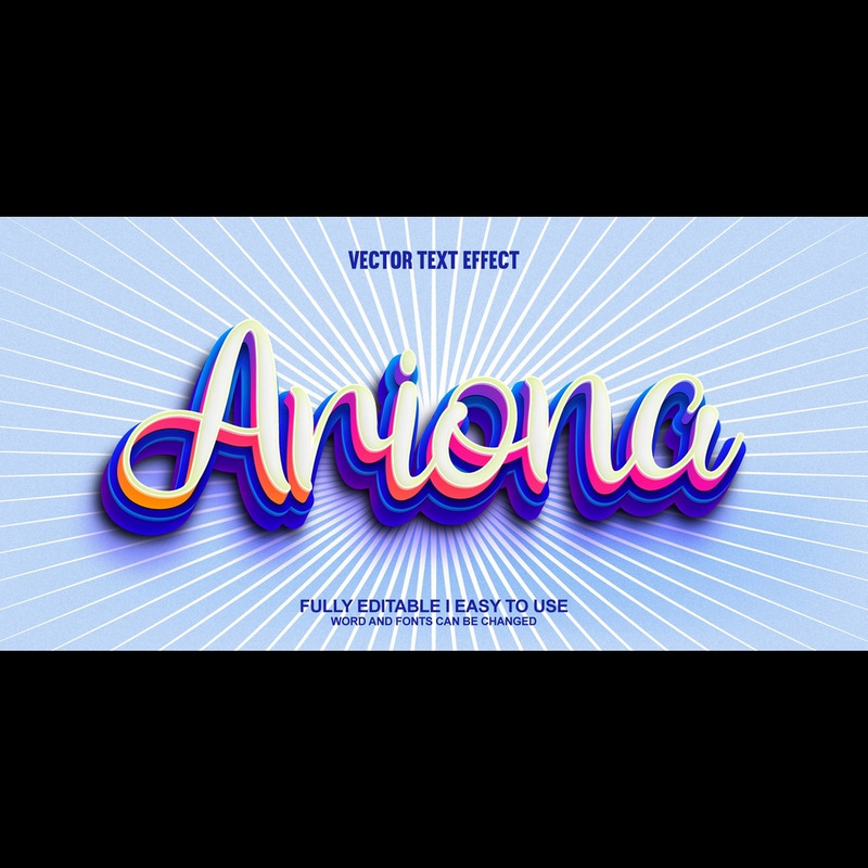 Ariona helt redigerbar vektor 3D-texteffekt - Features Image 1